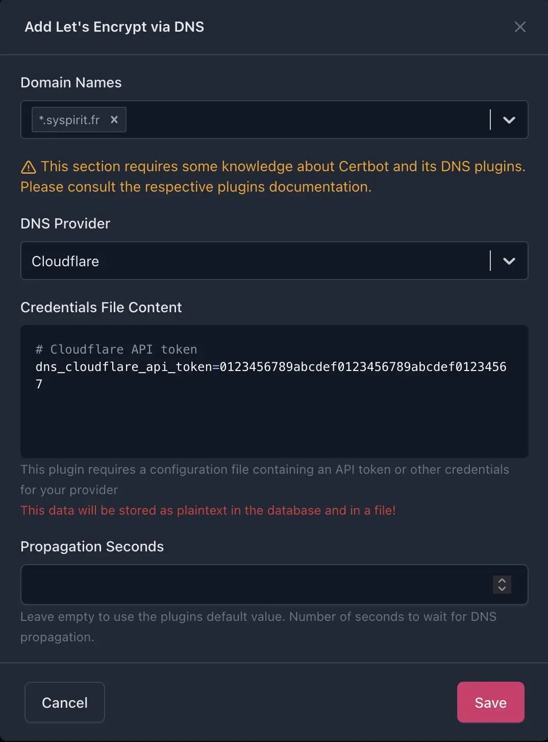 Ajout d'un certificat SSL Let's Encrypt via DNS Challenge