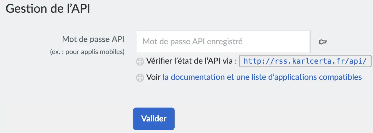 Générer mot de passe API